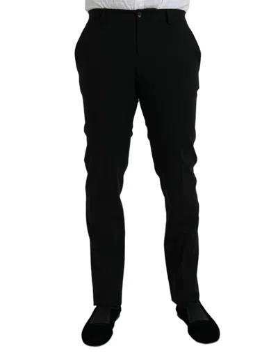 Dolce & Gabbana Black Wool Slim Fit Dress Formal Men's Pants