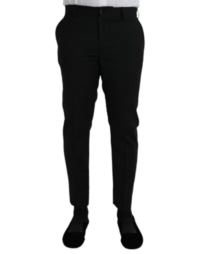 Dolce & Gabbana Black Wool Slimfit Dress Formal Men's Pants