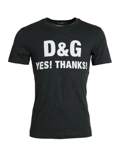 Dolce & Gabbana Gray Logo Print Crewneck Short Sleeve Men's T-shirt