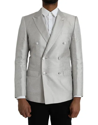 Dolce & Gabbana Off White Martini Double Breasted Coat Blazer
