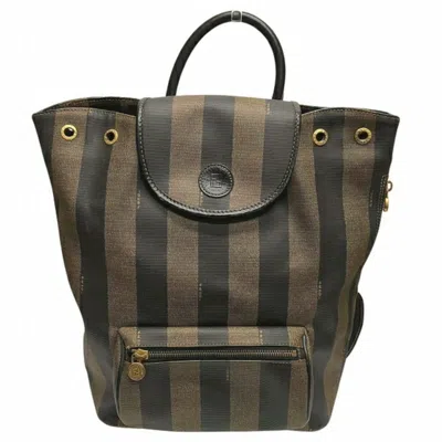 Fendi Pecan Khaki Canvas Backpack Bag () In Burgundy