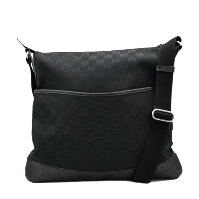 Gucci Gg Canvas Black Silver Plated Shoulder Bag ()