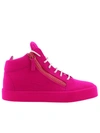 Giuseppe Zanotti Women's Velvet Mid Top Platform Sneakers In Rosa Fluo