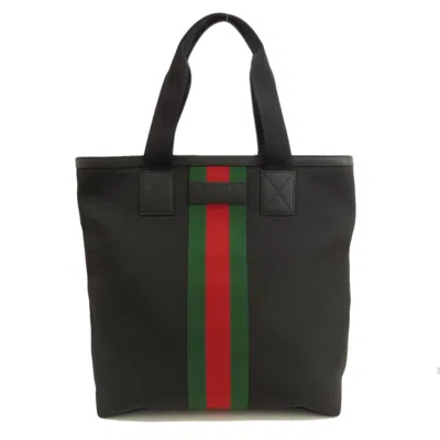 Gucci Web Black Canvas Tote Bag ()