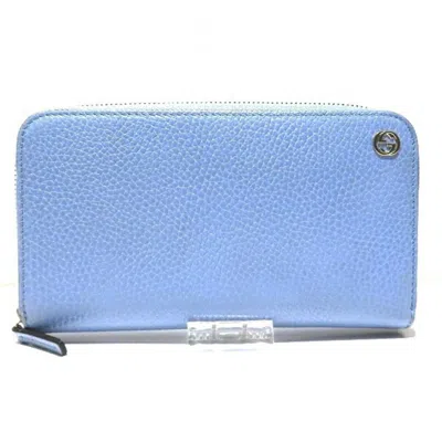 Gucci Zip Around Blue Leather Wallet  ()
