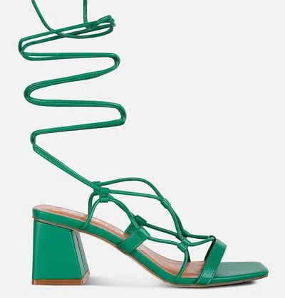 London Rag Provoked Lace Up Block Heeled Sandal In Green