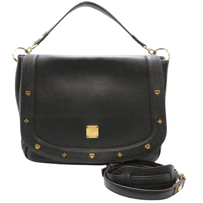 Mcm Studded Black Leather Shopper Bag ()