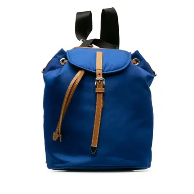 Prada Tessuto Blue Synthetic Backpack Bag () In Metallic