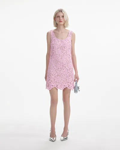 Self-portrait Floral Lace Sleeveless Mini Shift Dress In Pink