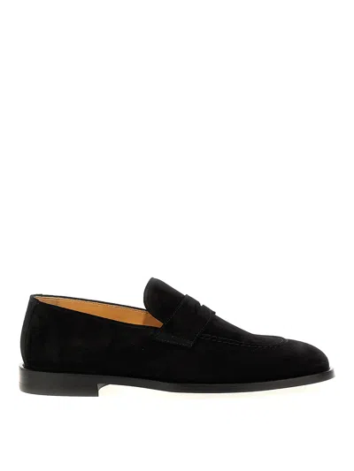 Brunello Cucinelli Suede Penny Loafers In Black