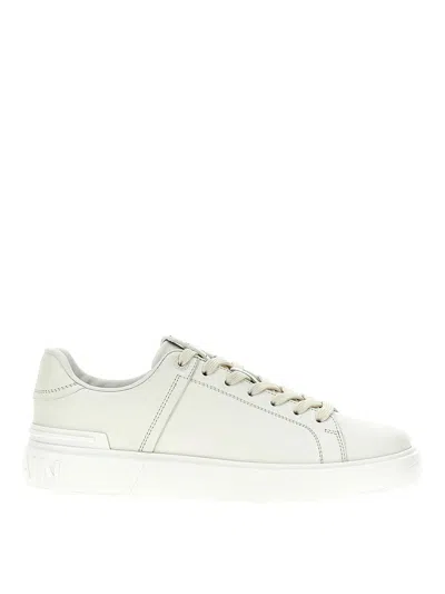 Balmain White Leather B-court Sneakers