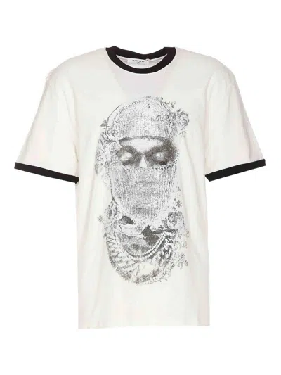 Ih Nom Uh Nit Mask Roses Distressed Print And Logo T-shirt In White