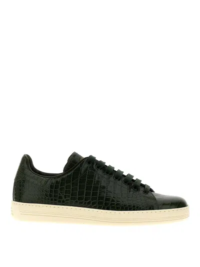 Tom Ford Croc Print Sneakers In Green