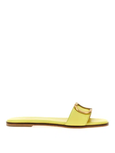 Twinset Leather Sandals In Yellow