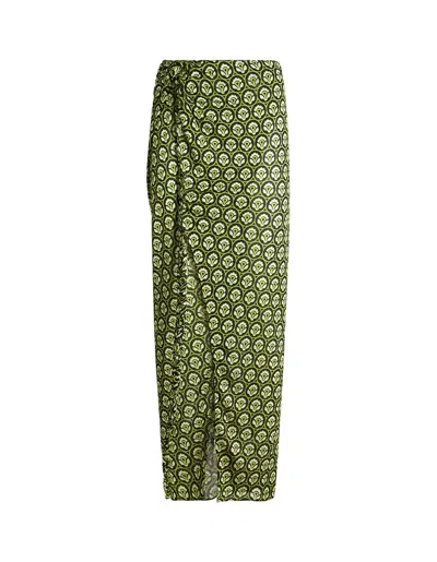 Etro Aurea-print Wrap Maxi Skirt In Green