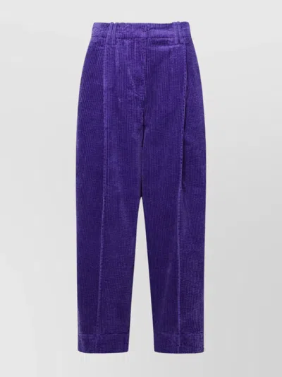 Ganni Purple Corduroy Relaxed Pleated Trousers