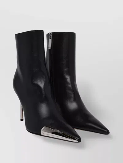 Off-white Silver Allen Frame Black Leather Ankle Boots
