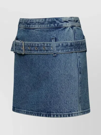 Ambush Belted Denim Miniskirt In Light Blue