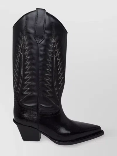 Paris Texas Black Leather Rosary Boots