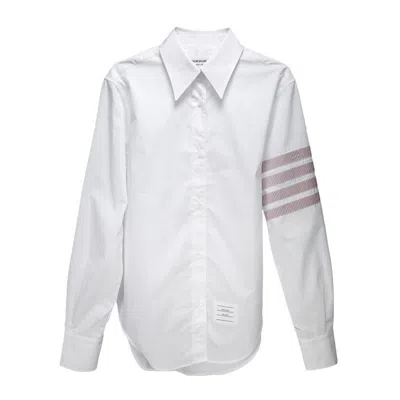 Thom Browne Easy Fit Point Collar Shirt In White