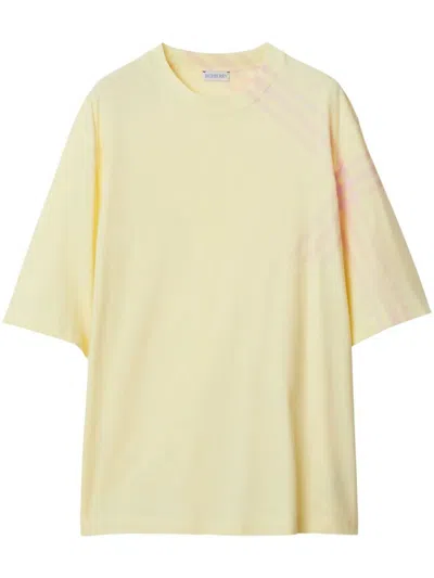 Burberry 格纹棉t恤 In Yellow