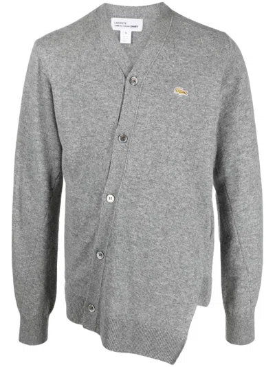 Comme Des Garçons Comme Des Garcons Shirt Lacoste Asymmetric Wool Cardigan In Grey