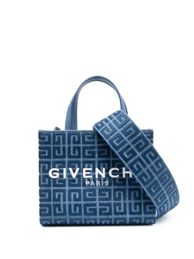 Givenchy Medium Blue Mini Denim Tote Handbag With Monogram For Women In Mediumblue