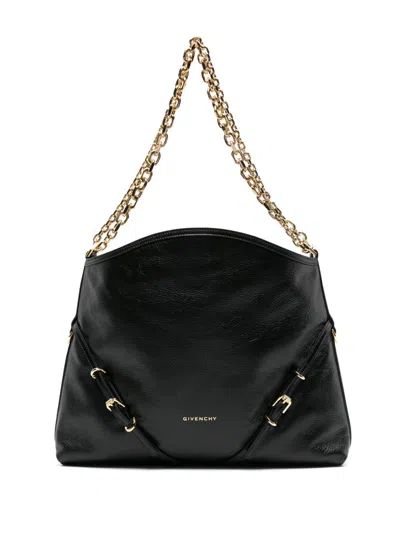 Givenchy Voyou Medium Leather Shoulder Bag In Black
