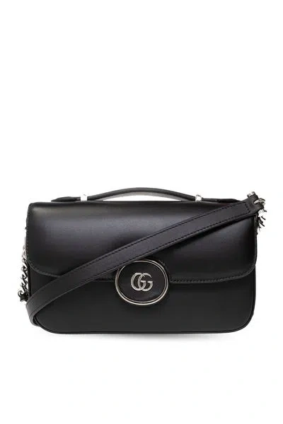 Gucci Mini Leather Petite Gg Shoulder Bag In Black