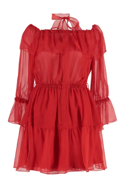 Gucci Silk Chiffon Dress In Red
