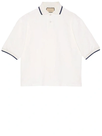 Gucci Gg Cotton Polo Shirt In White