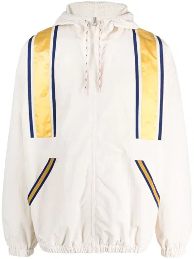 Gucci Striped Detail Hooded Jacket In White