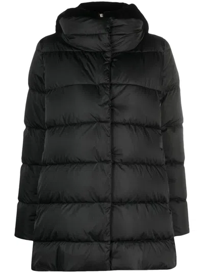 Herno Quilted Hooded Down Coat In Black