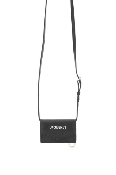 Jacquemus Black Leather Crossbody Cardholder For Men