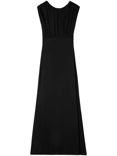 Jil Sander Gathered Sleeveless Gown In Black