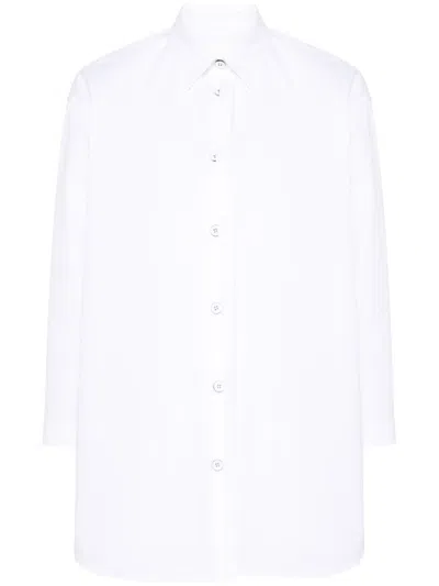 Jil Sander Split-cuffs Poplin Cotton Shirt In White