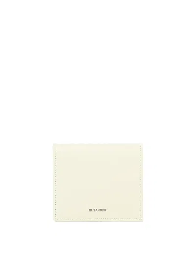 Jil Sander Folded Wallet With Embossed  Logo V In White