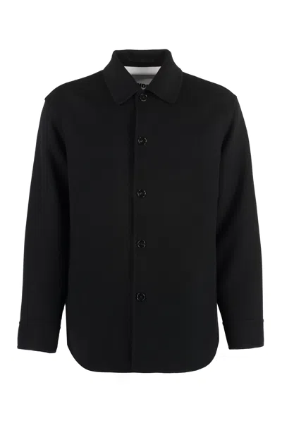 Jil Sander Men's Outer Cashmere Button-front Shirt In Black