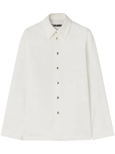 Jil Sander Organic Cotton Denim Shirt In White