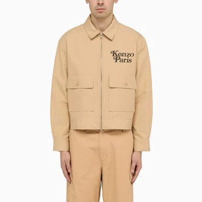 Kenzo By Verdy Logo Printed Cropped Jacket In Honey/camel