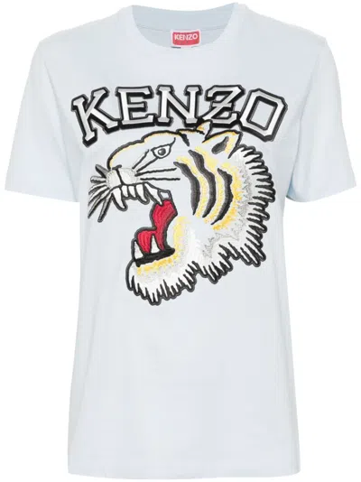 Kenzo Embroidered-logo Cotton T-shirt In Navy