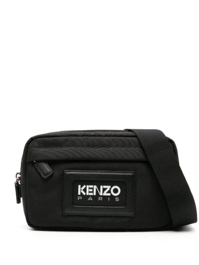 Kenzo Logo-embossed Belt Handbag In Black