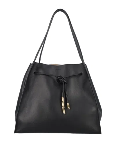 Lanvin Medium Sequence Leather Shoulder Bag In Black