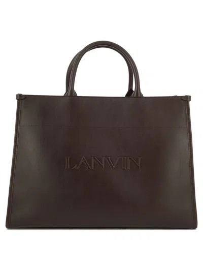 Lanvin Logo-embossed Leather Tote Bag In Red