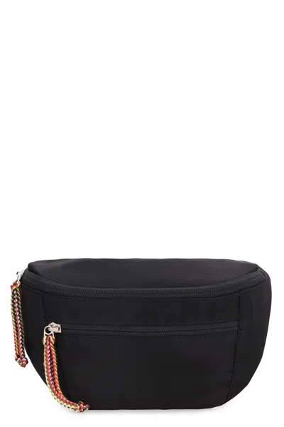 Lanvin Sophisticated Black Woven Waist Bag For Men