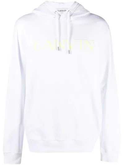 Lanvin Curb Logo Embroidery Cotton Hoodie In White