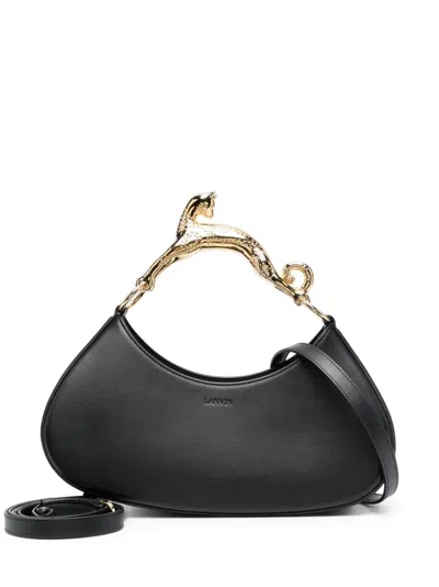 Lanvin Large Hobo Bag With Cat Handle In Black