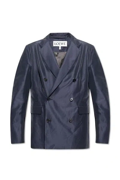 Loewe Double Breasted Buttoned Jacket In Blue