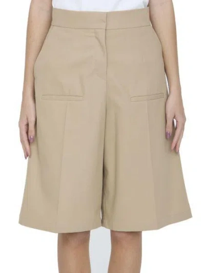 Loewe High-waisted Tailored Shorts With A-silhouette In Beige Cotton In Grey