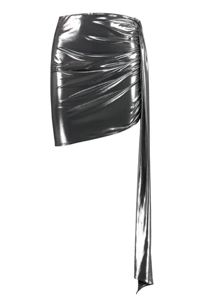 Magda Butrym Draped Metallic Jersey Mini Skirt In Silver